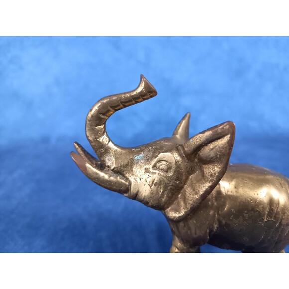 Brass Plated Copper Elephant Statue Figurine Table Shelf Decor Office Decor - Picture 3 of 6